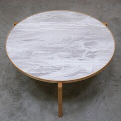 ≪yt2103ジ≫ モデルルーム展示品 東谷 form ラウンドテーブルL F3-103NA 直径82cm 石目調/オーク材/ナチュラル/おしゃれ/中古家具/宮城県仙台市 71102-09の画像