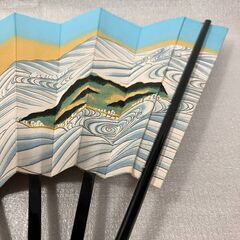 ⑤舞扇子　水色・松、島、海の画像