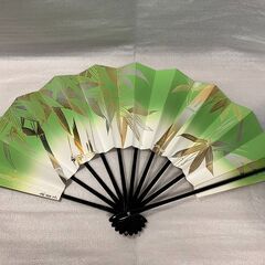 ⑦舞扇子　緑色・竹の画像