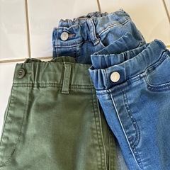 GUユニクロ130140カジュアルデニムズボン3枚セットの画像