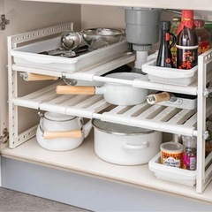 キッチンシンク下　収納 伸縮ラックの画像