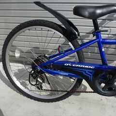 E677★9500円★整備済み 中古子供自転車 【24インチ　ジュニアマウンテン　青 】 の画像