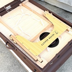 FS9J◇美品◇折り畳み◇マッサージベッド◇2台セット 木製◇185×70◇有孔◇軽量◇携帯◇高さ調整◇セブンビューティー◇チョコレート色◇施術◇整体の画像