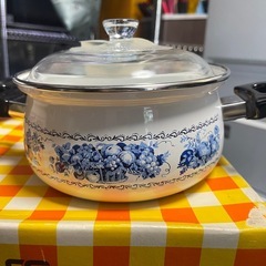 未使用！クリグラス　ホーロー16㎝両手鍋・片手鍋セット　【リサイクルショップ道楽屋】の画像