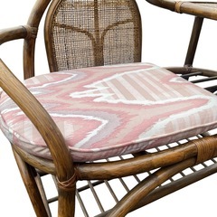 サイドテーブル付ラタンイス　レトロの画像