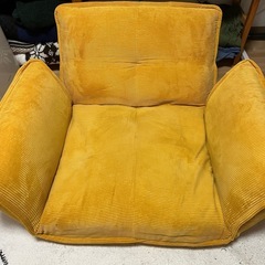 【至急！】1人掛けリクライニングカウチソファ 『Coroli』 コロリ (コーデュロイ生地イエロー)の画像