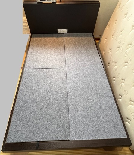 セミダブルベッド用木製ベッドフレーム　ヘッド&引出し付き