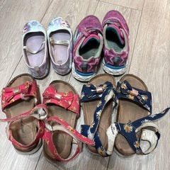 キッズシューズセット（スニーカー、バレエシューズ、サンダル）19㎝4足セットの画像