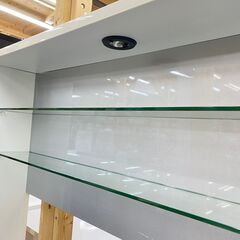 ジ466/ TVボード 壁面タイプ ハイタイプ LEDライト付き ホワイト 大川家具 引出しフルオープンレール付きの画像