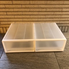 【２個セット】無印良品　ポリプロピレン 収納ケース 小約幅３４×奥行４４．５×高さ１８ｃｍの画像