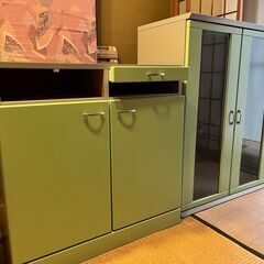 食器棚☆美品☆クレアグリーン☆H190×W84×D46cmの画像