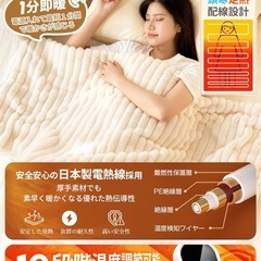 電気毛布 ラビットファー調素材＆フランネル電気ブランケット タイマー付きの画像