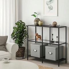 IKEA シェルフユニット　ブラックブラウン　ガラス の画像