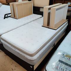 【愛品倶楽部柏店】ニトリ シングルベッド 2台SET 引出し収納付き (Nスリープ プレミアム 分割2層 P2-CR) フレーム＆マットレスSETの画像