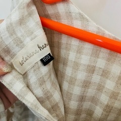 ギンガムチェック長袖ワンピース 100の画像