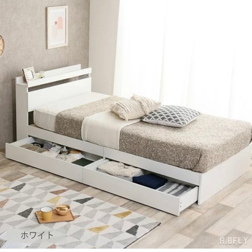 ダブルベッド 収納付き ホワイト