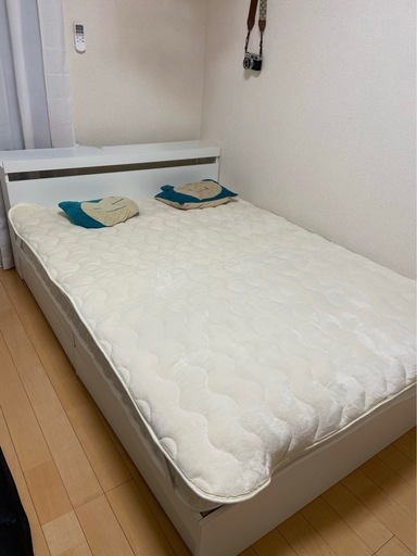 ダブルベッド 収納付き ホワイト