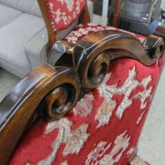 現状品 難あり アンティーク調チェア ダイニングチェア 要修理 赤 レッド イス 椅子 イス 札幌市 西野店の画像