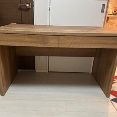 天然木調 デスク 配線スッキリの画像