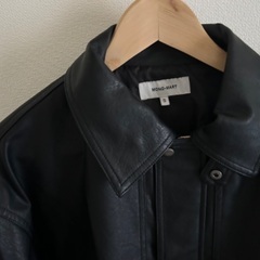 モノマート　MONO-MART オーバーサイズヴィンテージライクブルゾン　レザー　ユニセックス　男女兼用　レザージャケット　ブラック　黒の画像