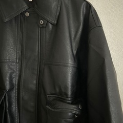 モノマート　MONO-MART オーバーサイズヴィンテージライクブルゾン　レザー　ユニセックス　男女兼用　レザージャケット　ブラック　黒の画像