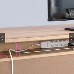 天然木調 デスク 配線スッキリの画像