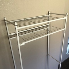 ランドリーラック 伸縮 2段 洗濯機ラック ラック 洗濯機収納 洗濯ラック 収納 ランドリー収納 収納棚 洗濯機 洗濯 洗濯物 脱衣所 洗面所 洗剤 タオル 柔軟剤 台 棚 の画像