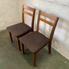 【ジモティ限定特価】 椅子 2脚 セット ブラウン ダイニングチェア 木製 食卓椅子  A0818Gの画像