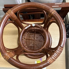 O 2511-238 ラタン円形スツール　キズ汚れ有りの画像