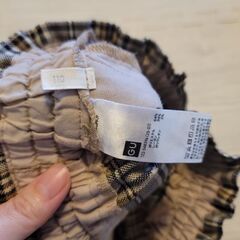 GU チェック柄 ロングパンツ 110cm ワイドパンツ キッズ 女の子 子供服の画像