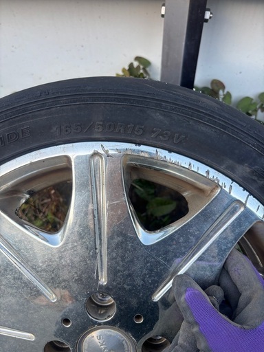 横浜から【引き取り限定】スズキパレットに履いていたアルミホイールタイヤ