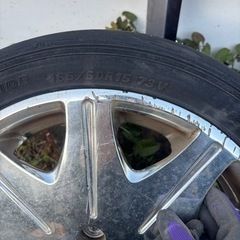 横浜から【引き取り限定】スズキパレットに履いていたアルミホイールタイヤの画像