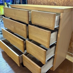K1001 チェスト 4段ワイドチェスト 天板ヒビ割れ有　の画像