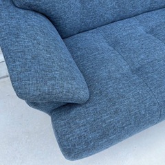 2人掛けソファ ソファ ファブリック ラブソファ ブルー 布貼り ハイバック mw0543の画像
