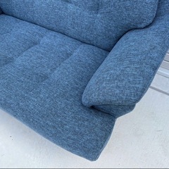 2人掛けソファ ソファ ファブリック ラブソファ ブルー 布貼り ハイバック mw0543の画像