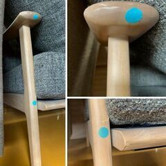 シギヤマ家具 クロスタイム ソファ 150サイズ 2人掛け 北欧テイスト ホワイトオーク材 リビング インテリア 中古家具 店頭引取歓迎 R10212の画像