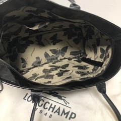 【未使用品】LONGCHAMP ロンシャン ブラック パテント レザー トートバッグ レディース カバンの画像