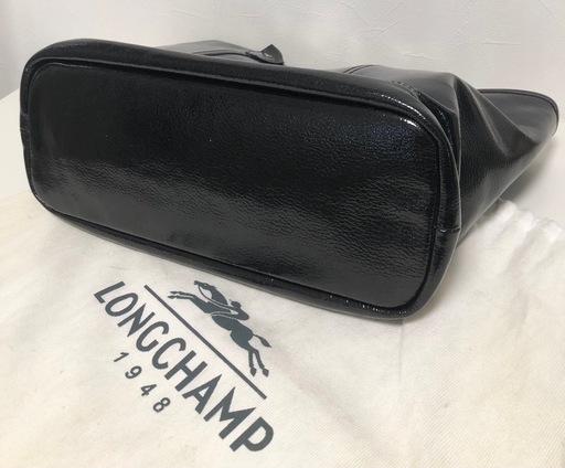 【未使用品】LONGCHAMP ロンシャン ブラック パテント レザー トートバッグ レディース カバン