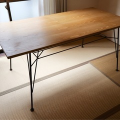 オーク突板 × アデペシュ アイアン脚 ダイニングテーブル 幅160cmの画像