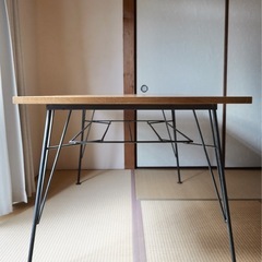 オーク突板 × アデペシュ アイアン脚 ダイニングテーブル 幅160cmの画像