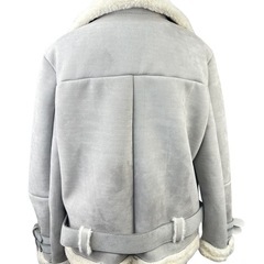 新品★レディースアウター★ライダースジャケット★グレー★Mサイズ★暖かいコートの画像