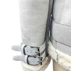 新品★レディースアウター★ライダースジャケット★グレー★Mサイズ★暖かいコートの画像