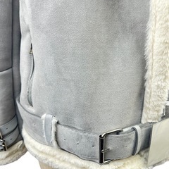 新品★レディースアウター★ライダースジャケット★グレー★Mサイズ★暖かいコートの画像