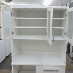 幅87㎝ レンジボード 奥行46×高さ175㎝ ホワイト 高さ低め 家電ボード キッチンボード エナメル 白 レール引き出し 食器棚 棚 札幌 北20条店の画像