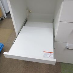 幅87㎝ レンジボード 奥行46×高さ175㎝ ホワイト 高さ低め 家電ボード キッチンボード エナメル 白 レール引き出し 食器棚 棚 札幌 北20条店の画像