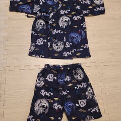 ドラゴン柄 甚平 120cm ネイビー 龍 竜 子供服 男の子 キッズの画像