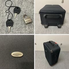 J7P2389 JOY CARRY キャリー ケース エース ACE ソフト 2輪 スーツ ケース ブラック 機内 カギ付 バック トラベル かばん 旅行 美品 現状の画像