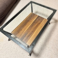 引き取り限定　木製ガラステーブル　ブラック ブラウン　ローテーブル　家具　おしゃれの画像