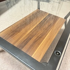 引き取り限定　木製ガラステーブル　ブラック ブラウン　ローテーブル　家具　おしゃれの画像