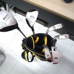 グリップ要交換 ジュニア用 ゴルフクラブセット Jr用 NIFTY Dr UT 7I 9I W PT 5本セット キャディバッグ付き 中古 苫小牧西店の画像